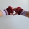 Gehaakte handschoenen - gehaakte vingerloze handschoenen | Lila, taupe en wijnrood
