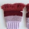 Gehaakte handschoenen - gehaakte vingerloze handschoenen | Lila, taupe en wijnrood