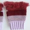 Gehaakte handschoenen - gehaakte vingerloze handschoenen | Lila, taupe en wijnrood