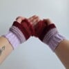Gehaakte handschoenen - gehaakte vingerloze handschoenen | Lila, taupe en wijnrood