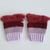 Gehaakte handschoenen - gehaakte vingerloze handschoenen | Lila, taupe en wijnrood