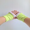 Gehaakte handschoenen - gehaakte vingerloze handschoenen | Limegroen en lila