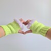 Gehaakte handschoenen - gehaakte vingerloze handschoenen | Limegroen en lila