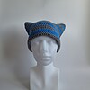 Gehaakte muts | Blauw en donkergrijs