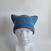 Gehaakte muts | Blauw en donkergrijs