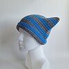Gehaakte muts | Blauw en donkergrijs