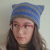Gehaakte muts | Blauw en donkergrijs