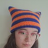 Gehaakte muts | Kobaltblauw en oranje