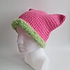 Gehaakte muts met imitatiebont | Barbie roze en groen