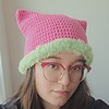 Gehaakte muts met imitatiebont | Barbie roze en groen