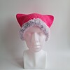 Gehaakte muts met imitatiebont | Neon roze en lila