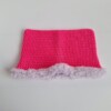 Gehaakte muts met imitatiebont | Neon roze en lila