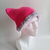 Gehaakte muts met imitatiebont | Neon roze en lila