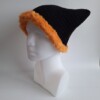 Gehaakte muts met imitatiebont | Zwart en oranje