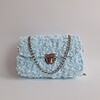Geweven crossbody tas | Lichtblauw en zilver