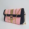 Geweven crossbody tas | Lichtroze, zwart en goud