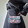 Geweven crossbody tas | Metallic paars en denimblauw