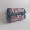 Geweven crossbody tas | Metallic paars en denimblauw