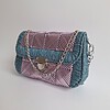 Geweven crossbody tas | Metallic paars en denimblauw