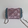 Geweven crossbody tas | Metallic paars en denimblauw