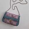 Geweven crossbody tas | Metallic paars en denimblauw