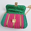 Geweven crossbody tas | Roze, groen en goud