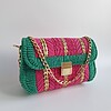 Geweven crossbody tas | Roze, groen en goud