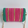 Geweven crossbody tas | Roze, groen en goud