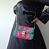 Geweven crossbody tas | Roze, groen en goud