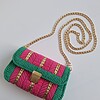 Geweven crossbody tas | Roze, groen en goud