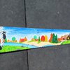 Handbeschilderde upcycled vintage metalen zaag met zwarte beer herfst landschap