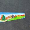Handbeschilderde upcycled vintage metalen zaag met zwarte beer herfst landschap