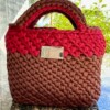 Handmade Crochet Handbag in Brown and Maroon yarn