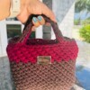 Handmade Crochet Handbag in Brown and Maroon yarn