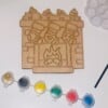 Houten Kerstornament Knutselset – DIY Verfset voor Kinderen – Kerst Openhaard, – Creatief Knutselcadeau – Inclusief Verf & Kwast – Crafted Creations