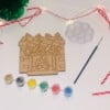 Houten Kerstornament Knutselset – DIY Verfset voor Kinderen – Kerst Openhaard, – Creatief Knutselcadeau – Inclusief Verf & Kwast – Crafted Creations
