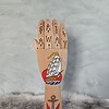 Houten Tattoo Handje – Schip met ondergaande zon en anker