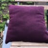 Kussen 40x40 cm van vintage stoffen, randjes en bandjes, aubergine, wit en grijs