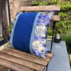 Kussen 40x40 cm van vintage stoffen, randjes en bandjes, blauw