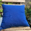 Kussen 40x40 cm van vintage stoffen, randjes en bandjes, blauw