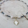 Pearl Beaded Necklace with Four-Leaf Clover Pendant
