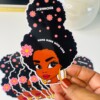 Scrunchie Houder Set van 10 – Afro Girl Design – Gelamineerd – Handgemaakt – Perfect voor Presentatie of Verkoop