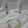 Statement oorbellen met kristalglas - blauw