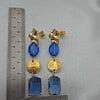 Statement oorbellen met kristalglas - blauw