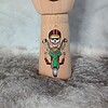 Houten Tattoo Handje – Harley Davidson loge en groen motor en rijdend skelet