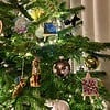 KUNSTBAL - Kerstbal aan tak - Handgeschilderd canvas voor in de kerstboom
