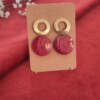 Vintage knoop oorbellen | Red & Gold