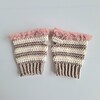 Gehaakte handschoenen - gehaakte vingerloze handschoenen | Beige, crème en poeder roze