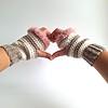 Gehaakte handschoenen - gehaakte vingerloze handschoenen | Beige, crème en poeder roze