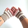 Gehaakte handschoenen - gehaakte vingerloze handschoenen | Beige, crème en poeder roze